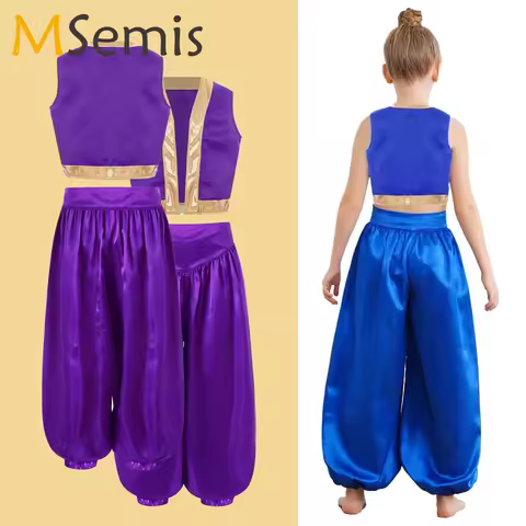 2Pcs Kid Boys Arabian Prince Clothes Character Halloween Cosplay Party Costume Role Play Outfits Loo