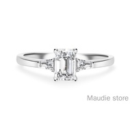 Fashion Gorgeous Real Moissanite Diamond Women Ring 100% S925 Silver 0.8ct Emerald Cut Thick Platinu