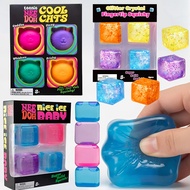 NeeDoh Nice Ice Baby Glitter Crystal Squishy Cool Cats Desk Stress Relief Toys for Kids Gift