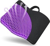 Fzitiy Gel Seat Cushion, for Long Sitting -Double Thick Gel Seat Cushion Breathable Honeycomb Chair Cushion with Non-Slip Cover for Office Chair Car, Wheelchair, Long Trips,Relief Sciatica Pain