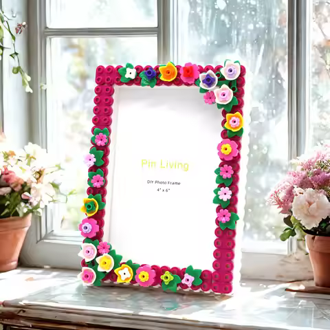6 "7" Color Flower Photo Frame Diy Building Blocks Combination 3d Photo Frame Table Photo Wall Handm