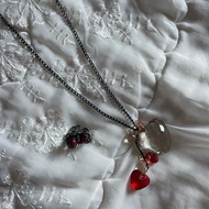 Gothic Style Crystal Heart Pendant Necklace 2hand Goth Vintage Fairy Whymsical 2hand