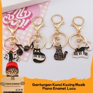 GANTUNGAN Cute enamel piano music cat keychain