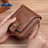 LEGILIMENS European Vintage Style Men's Short Wallet Zipper Buckle Tri-Fold PU Leather Wallet Unique Design Wallet with Multiple Cards For Men