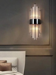 黑色水晶不銹鋼壁燈適用於客廳臥室家庭裝飾。