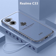 Casing Realme C33 Case Plating Cover Maple Leaves Soft TPU Phone Case Realme C33