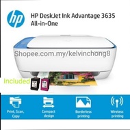 HP Deskjet ink Advantage 3635 All In One Wireless Printer - (F5S44B) + HP 680ink cartridge black &amp; colour