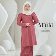 HASNURI Baju Kurung Anita Kids | Baju Kurung Moden Kanak-Kanak Linen Cotton