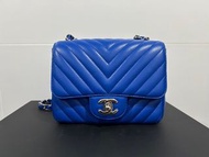 Chanel mini square mini 17 blue 荔枝皮 方胖子