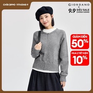 GIORDANO Women Cardigans Raglan Sleeve Crewneck 7-Gauge Knit Cardigans Zip Front Smooth Simple Fashi