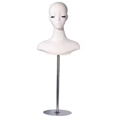Mannequin Head with Shoulders Long Neck Head Bust Smooth Finish