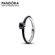 Pandora  Heart sterling silver ring with black crystal and black enamel เครื่องประดับ แหวน แหวนเงิน สีเงิน แหวนสีเงิน แหวนแพนดอร่า แพนดอร่า