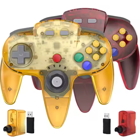 2PCS 2.4 GHz Wireless Controller for N64 Switch Online with USB & for N64 Receiver for N64 System Wi