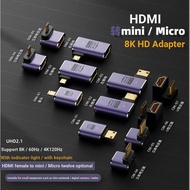 Micro/Mini HDMI Converter HDMI C D-Type Male to Female HD Adapter Support HD 8K @ 60HZ HDMI2.1 Strai