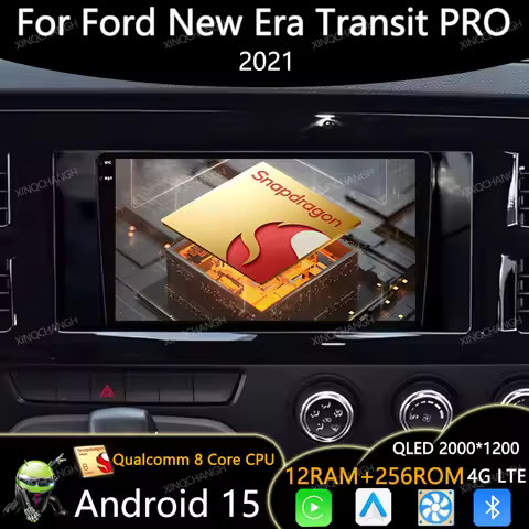 Android 15 Car Radio For Ford New Era Transit PRO 2021 Qualcomm Head Unit 4G LTE 5G WIFI Navigation 