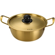 JZ48Golden Korean Style Instant Noodle Pot Stainless Steel Ramen Pot Personal Hot Pot Induction Cooker Small Soup Pot wi
