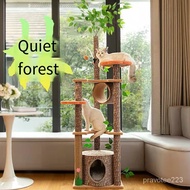 Cat Tree House Wood Scratching Post Cat Climbing Frame Hammock Cat Claw Frame Scratching Post Climbing Frame