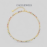 CACO Boho 18K Gold Plated Necklace with Rainbow Czech Beads "Cleo" (1 Piece)