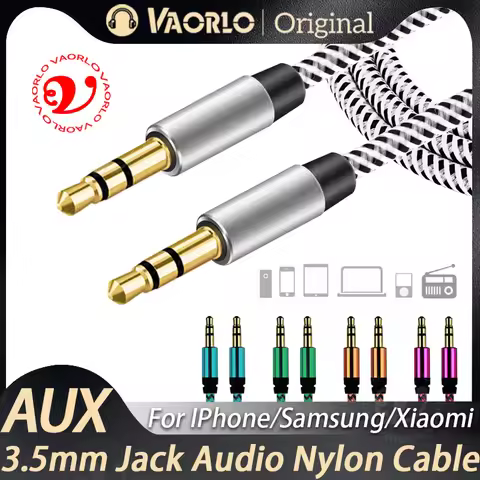 VAORLO AUX Audio 3.5mm Jack Nylon Cable 3.5 mm to 3.5mm Aux Wire Line Male to Male Car Headphone Spe
