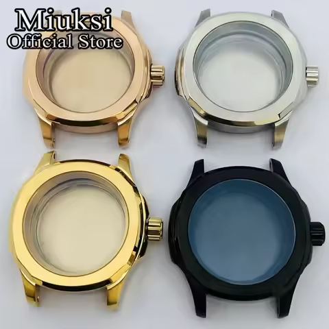 Miuksi 42mm silver black gold rose gold watch case sapphire glass 200m water resistant fit NH35 NH36