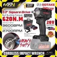 ROTAKE RC8801 20V 620NM 1/2" Brushless Cordless Impact Wrench 2700RPM 3600BPM w/ 2 x Batteries 4.0Ah