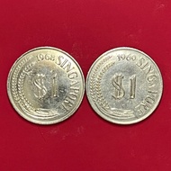 Singapore 1st Series Coin $1 Dollar [2x Coins Set] :1968+1969 | SGD1 Duit Syiling Lama | 新幣 1塊錢硬幣Col