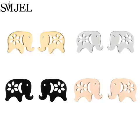 Vintage Cute Elephant Stud Earrings for Women Stainless Steel Small Animal Earings Fashion Jewelry G