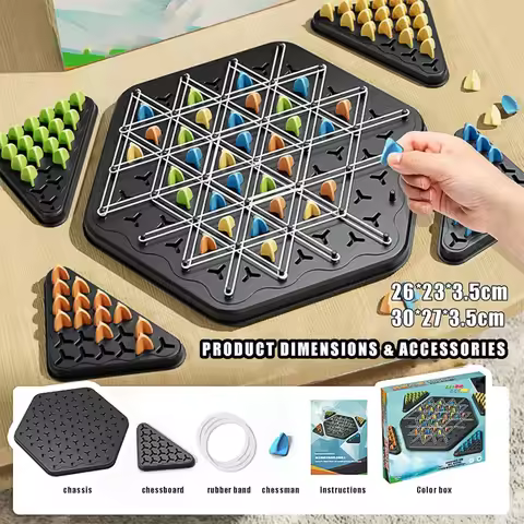 Multiplayer Battle Classic Puzzle Board Game 1/2/4PCS Chain Chess Triangle Chess Rubber Band Educati