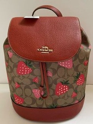 Coach Dempsey Drawstring Backpack With Wild Strawberry Print