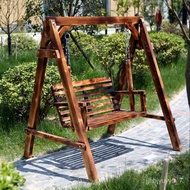 HY-# Rocking Chair Solid Wood Swing Double Children Hanging Basket Rattan Chair Park Outdoor Courtyard Balcony Swing Lei