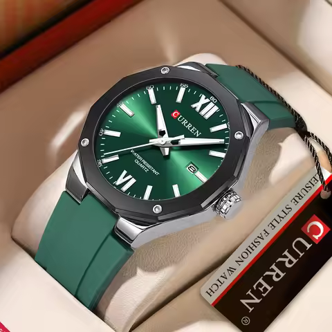 CURREN Men Watch Business Silicone Strap Wristwatches Quartz Casual Men's Watches Date Luminous Wate