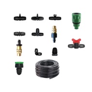 8/11 8/12mm Garden Hose Connectors Lock Nut Joints Micro Irrigation Hose Pipe Tee Elbow Reducing Connector End Plug