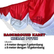 MERAH RED AND WHITE RUBBER BACKGROUND FLAG (4 Meters 5 Waves & 8 Meters 10 Waves)