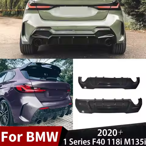 For BMW 1 Series F40 118i M135i 2020+ M Sport Hatchback Rear Bumper Lip Splitter Spoiler Diffuser Bo