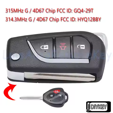 3 Buttons Upgraded Flip Remote Car Key Fob G 4D67 Chip for Toyota Matrix Venza Corolla RAV4 4Runner 