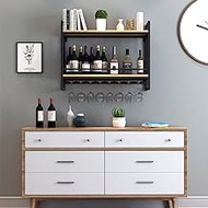 Wall Mounted Wine Rack With Wooden Board ， Black Iron Wine Bottle Storage Holder ，hanging Glass Stemware Goblet Shelf Floating Organizer for Kitchen (Size : 80x20x61cm) Comfortable anniversary
