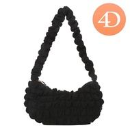 Women Casual Quilted Pleated Sling Bag Lady with Brooches Cloud Tote Bag Puffer Bag
