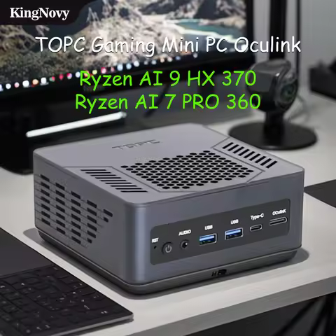 TOPC Mini PC AMD Ryzen AI 9 HX 370/365, Ryzen 7 PRO 360 Gaming Computer, USB4.0/OCuLink/Dual DDR5/Du
