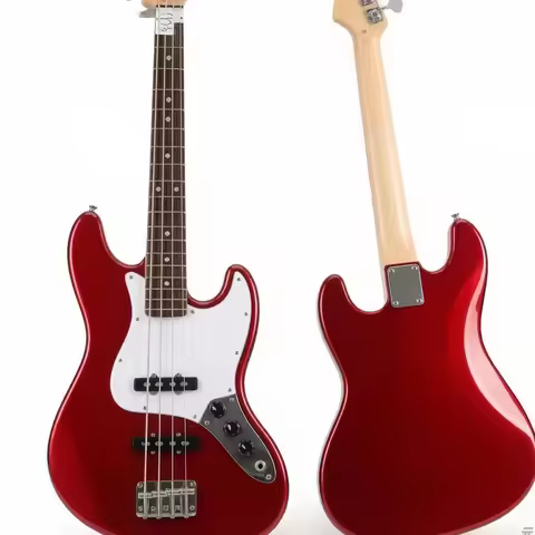 J814 SX Standard 4-String Jazz Electric Bass Guitar, Metallic Red, Professional Performance