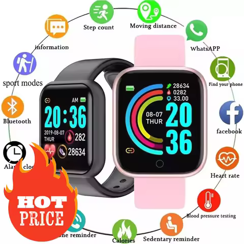 New Y68 Smart Watch Bluetooth Fitness Tracker Sport Watch Heart Rate Monitor Blood Pressure Adult Sm