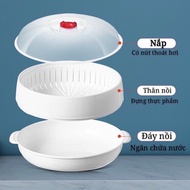 Microwave food steamer, Microwave heat-resistant plastic steaming tray set Microwave steamer pot