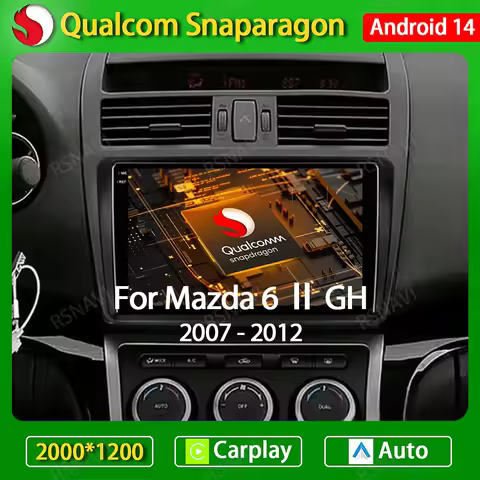 Android 14 Carplay Auto For Mazda 6 II GH 2007 - 2012 Car Radio Multimedia Video Player Navigation S