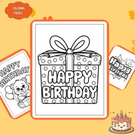 Set of 50/25/10 coloring pages, coloring pages for children, Happy Birthday theme, A4, A5 paper 160g
