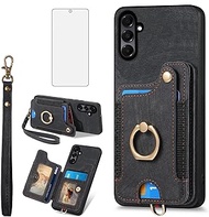 Asuwish Phone Case for Samsung Galaxy A56 5G Wallet Cover with Tempered Glass Screen Protector and W