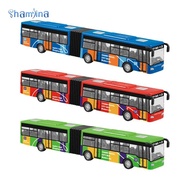 [Shamjina] Pull Back Long Bus Model Two Section Articulated Bus Toy Simulation Transit Bus Model