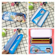 Pencil Cases Double Layer Cartoon Storage Multifunctional Iron Box Pencil Boxel for Kids Gift