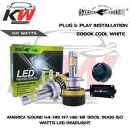AMERICA SOUND 150W 6000K LED HEADLIGHTS - H4/H19,H7/H18,H11,9005/9006
