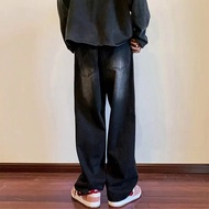 Vibe สไตล์ใหม่ Streetwear ถุงกางเกงยีนส์แฟชั่นวินเทจลำลองกางเกงยีนส์ขาตรงฮาราจูกุกางเกงสีดำชายกางเกงยีนส์