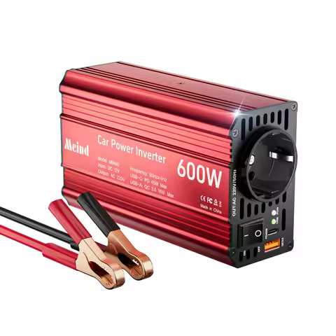 Meind 600W Car Power Inverter 12V to 220V, 1200W Peak Aluminum Body, Dual USB PD45W+QC18W, 6 Protect