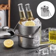 [szluzhen3gv] MagiDeal 1.3L Ice Bucket + Tongs & Lid Insulated Double Walled Stainless Steel